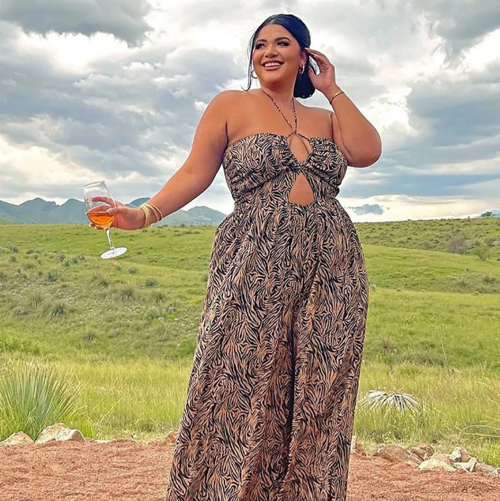 Fashion nova cut out animal print jumpsuit